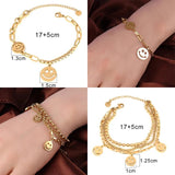 Punk Double Layers Bracelet Stainless Steel Women Chain Bracelet