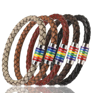 Vintage Multicolor Leather Bracelet Magnetic Buckle Wrist Band