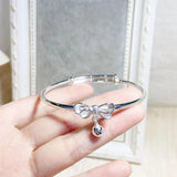 Silver Plated Tassel Bowknot Bells Charm Bracelet &Bangle For Women