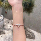 Silver Plated Tassel Bowknot Bells Charm Bracelet &Bangle For Women