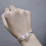 Silver Plated Tassel Bowknot Bells Charm Bracelet &Bangle For Women