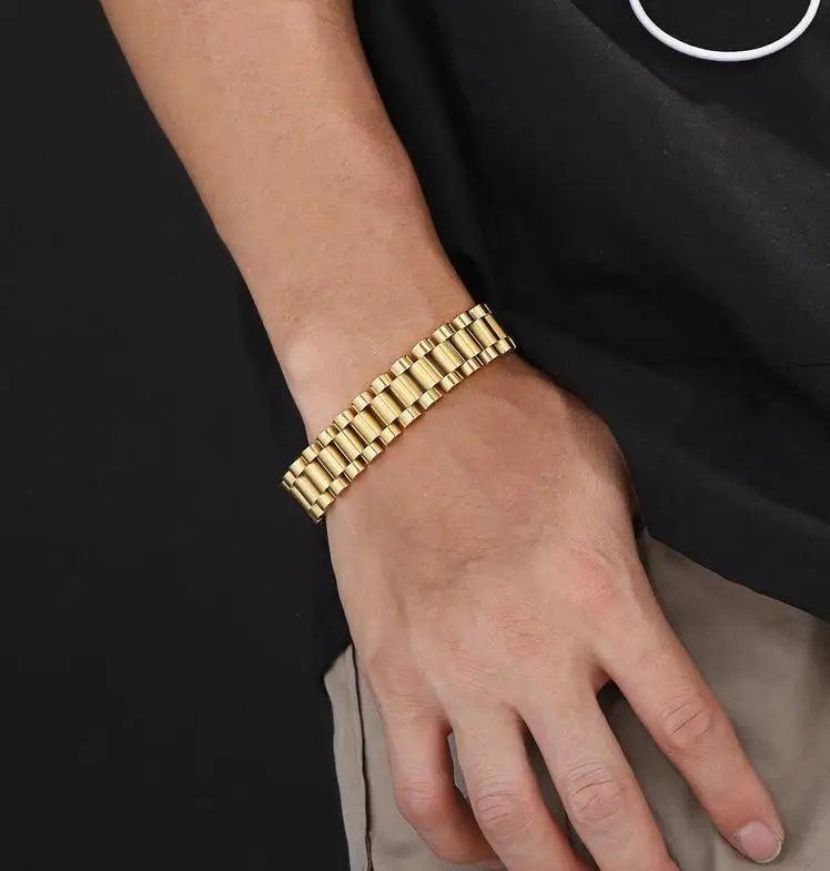 Stainless Steel Plated Detachable Wristbands Bracelets Bangles Hip-hop Silver