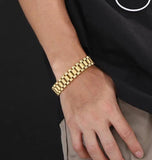 Stainless Steel Plated Detachable Wristbands Bracelets Bangles Hip-hop Silver