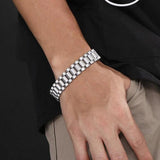 Stainless Steel Plated Detachable Wristbands Bracelets Bangles Hip-hop Silver