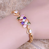 Charming Multigem Purple CZ Yellow Plated 7 inch Chain Bracelet