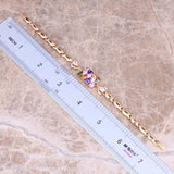 Charming Multigem Purple CZ Yellow Plated 7 inch Chain Bracelet