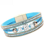 Multilayer Bangle Bracelet Crystal Beaded Leather Wristband