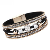 Multilayer Bangle Bracelet Crystal Beaded Leather Wristband