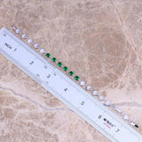 Green CZ Silver Plated Bracelet 6.5-7.5 inch