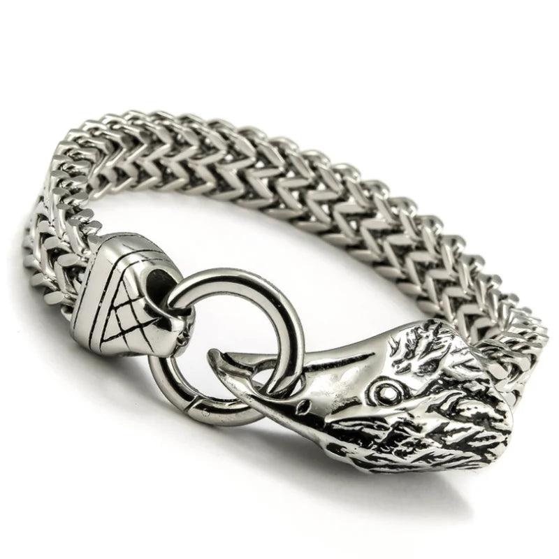 Men's Punk Stainless Steel Flying Eagle Head Chain Bracelet