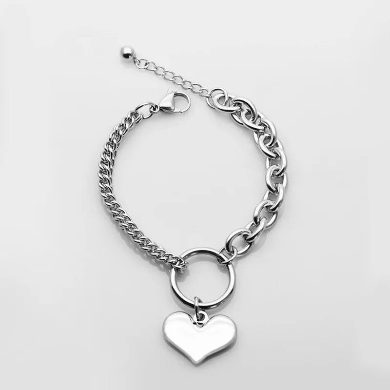Heart Shaped Titanium Steel Bracelet - All-match Stainless Steel Jewelry