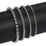 Thin Stainless Steel Box Link Chain Bracelet for Men Women KB526