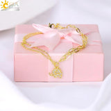 CSJA Stainless Steel Bracelets Double-layer Bracelet with Love Heart Pendant
