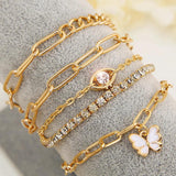 Evil Eye Butterfly Chain Bracelet Vintage Jewelry