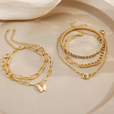Evil Eye Butterfly Chain Bracelet Vintage Jewelry