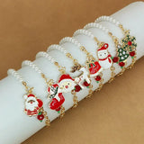 Christmas Bracelets Snowman Elk Snowflake Pearl Charm Bracelet