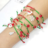Christmas Bracelets Snowman Elk Snowflake Pearl Charm Bracelet