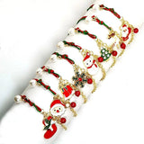 Christmas Bracelets Snowman Elk Snowflake Pearl Charm Bracelet