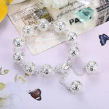 925 Silver Bracelet Hollow Heart Ball Chain Wedding Party Jewelry
