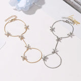 Delicate Horse Eye Zircon Finger Bracelet Sweet Four Leaf Flower Bracelet