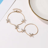 Delicate Horse Eye Zircon Finger Bracelet Sweet Four Leaf Flower Bracelet