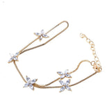 Delicate Horse Eye Zircon Finger Bracelet Sweet Four Leaf Flower Bracelet