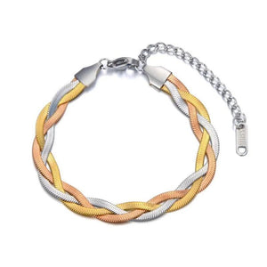 316L Stainless Steel Snake Chain Three Layers Cross Weave Bracelet