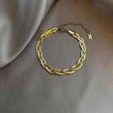 316L Stainless Steel Snake Chain Three Layers Cross Weave Bracelet