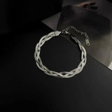 316L Stainless Steel Snake Chain Three Layers Cross Weave Bracelet