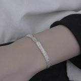 Silver Weave Width Bracelet Retro Jewelry For Women Men Party Adjustable