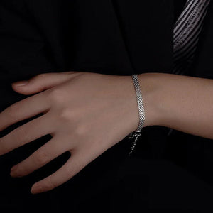 Silver Weave Width Bracelet Retro Jewelry For Women Men Party Adjustable