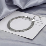 Silver Weave Width Bracelet Retro Jewelry For Women Men Party Adjustable