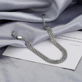 Silver Weave Width Bracelet Retro Jewelry For Women Men Party Adjustable