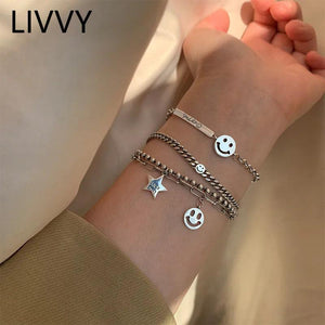 Luck Star Smiling Face Bracelet for Women Vintage Fine Jewelry