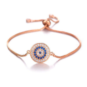 Rhinestone Evil Eye Bracelet for Women - Adjustable Charm Jewelry