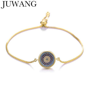Rhinestone Evil Eye Bracelet for Women - Adjustable Charm Jewelry