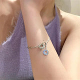 Clear Zircon Double Circle Charm Bracelet for Women