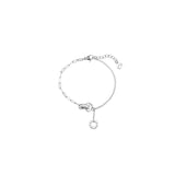 Clear Zircon Double Circle Charm Bracelet for Women