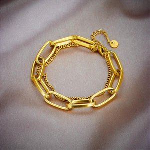 316L Stainless Steel Geometric Thick Chain Bracelet For Women