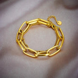 316L Stainless Steel Geometric Thick Chain Bracelet For Women
