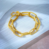 316L Stainless Steel Geometric Thick Chain Bracelet For Women