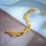 316L Stainless Steel Geometric Thick Chain Bracelet For Women