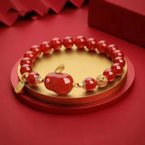 Red Beads Rabbit Bracelets Fu Pendant Stretch Beaded Bracelet Couple Jewelry