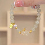 Red Beads Rabbit Bracelets Fu Pendant Stretch Beaded Bracelet Couple Jewelry