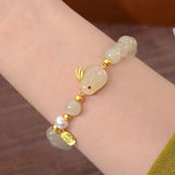 Red Beads Rabbit Bracelets Fu Pendant Stretch Beaded Bracelet Couple Jewelry