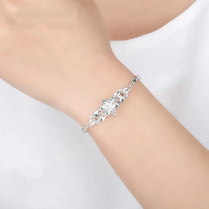 Vintage Flowers Chain Silver Bracelet for Women