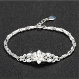 Vintage Flowers Chain Silver Bracelet for Women
