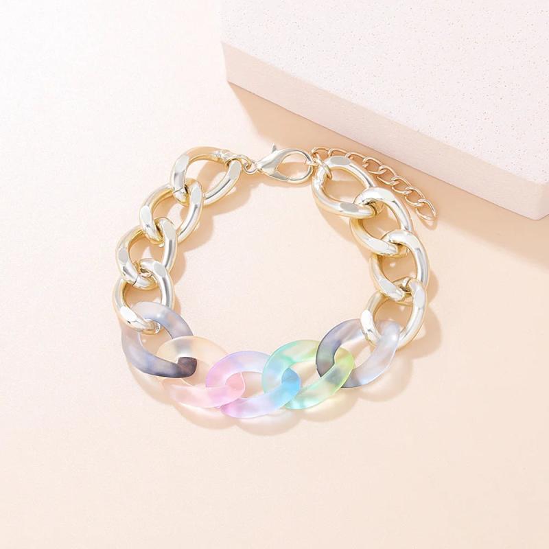 Colorful Acrylic Thick Link Chain Bracelets for Women Bohemian Resin Jewelry