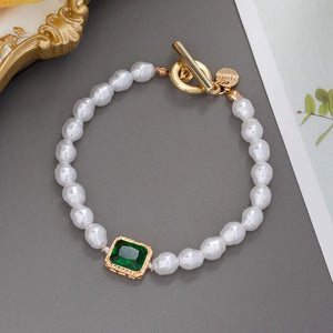 Vintage Big Pearl Chain Punk Bracelet Women Geometric Baroque Jewellery