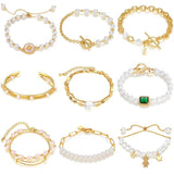 Vintage Big Pearl Chain Punk Bracelet Women Geometric Baroque Jewellery